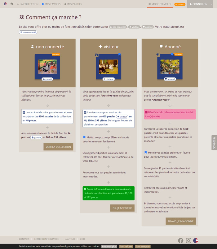 Puzzles en ligne - Présentation de l’offre d’abonnement Puzzles en ligne - Présentation de l’offre d’abonnement
