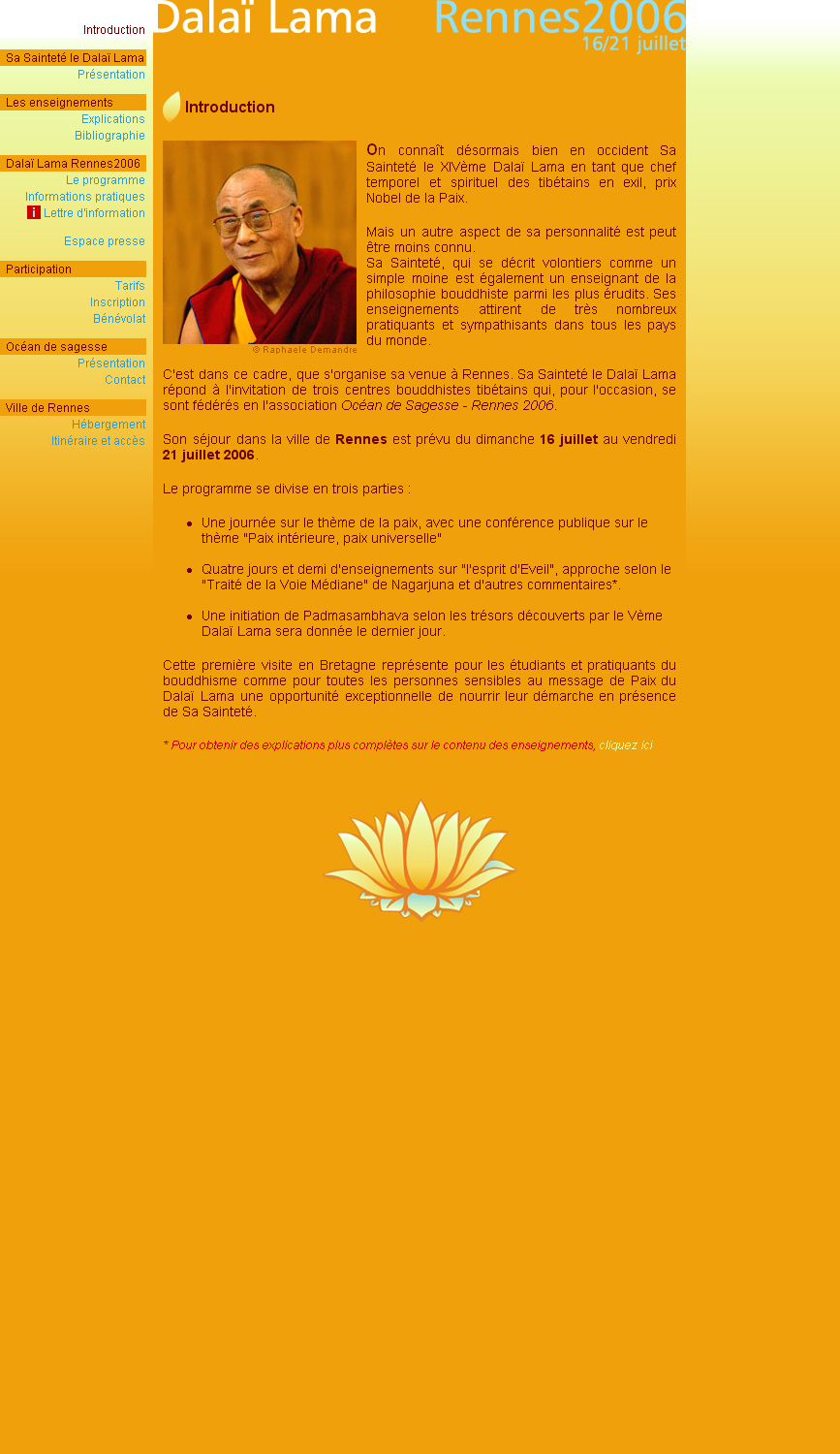 Dalai Lama Rennes 2006 - Accueil